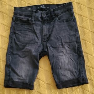 Hollister Men’s Super Skinny Denim Short 9" Stretch Black Distressed Ripped 26